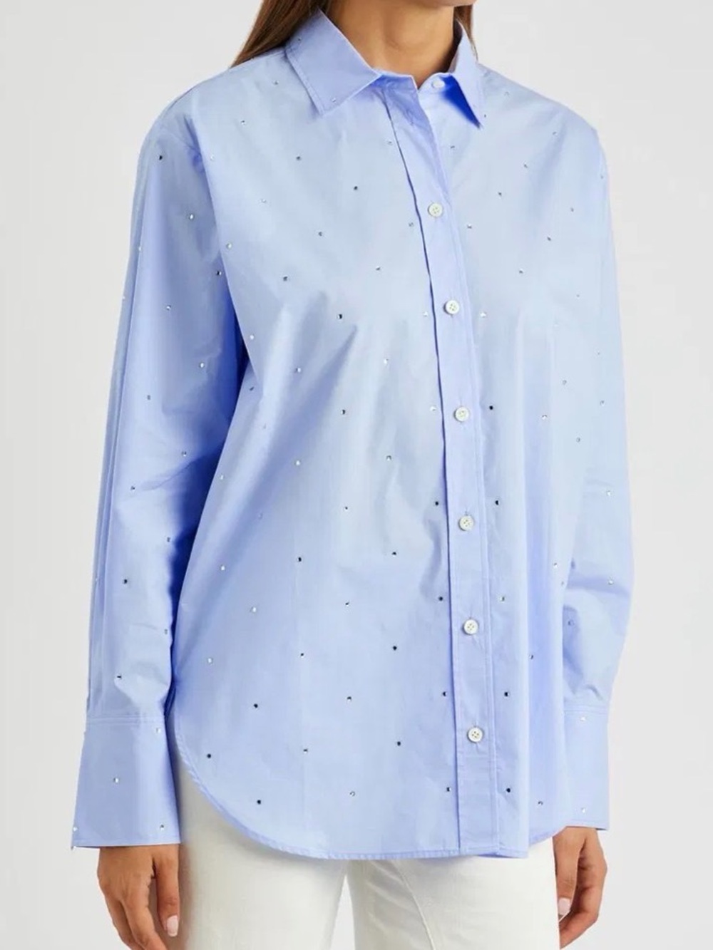 FRAME Crystal-Embellished Cotton-Poplin Shirt
